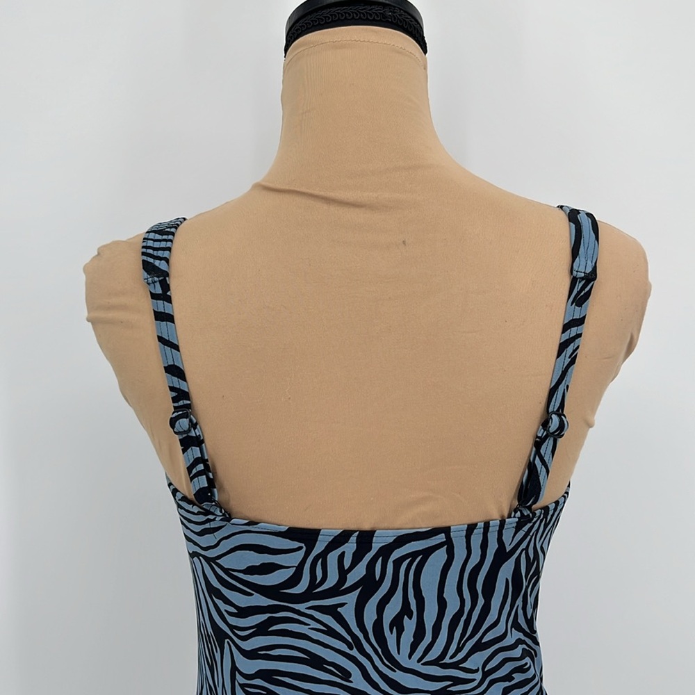 Bond eye Australia blue zebra print ruched one piece summer beach swimsuit sz 8 - Picture 5 of 7